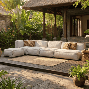 Outdoor Lounge Set 4,5-Sitzer Kiki mit Hocker Taupe