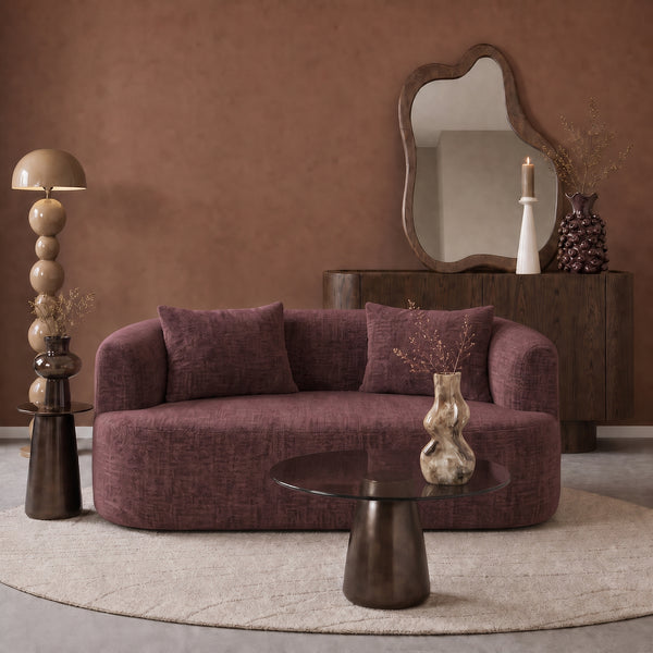 2 Seater Sofa Adele Chenille Burgundy Red