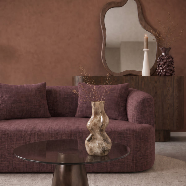 2 Seater Sofa Adele Chenille Burgundy Red