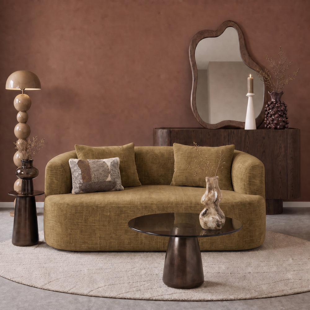 2 Seater Sofa Adele Chenille Ochre Yellow