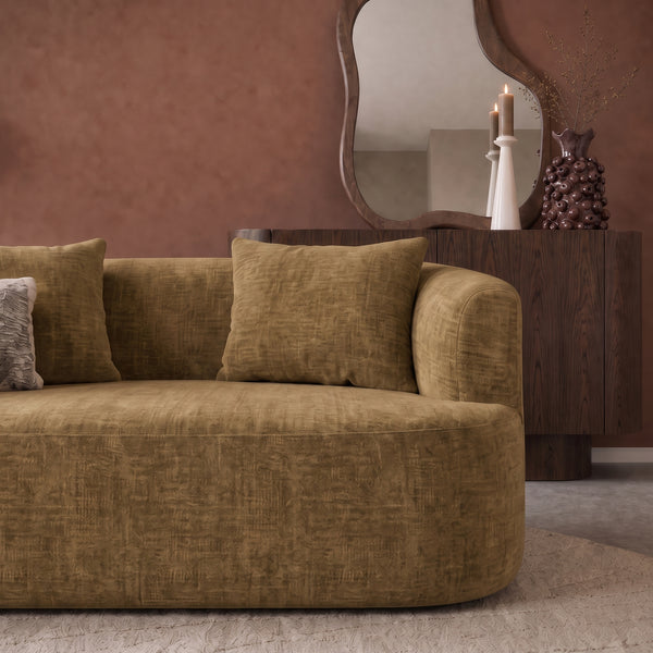 2 Seater Sofa Adele Chenille Ochre Yellow