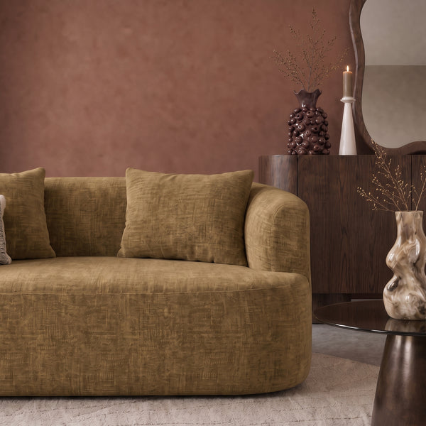 2 Seater Sofa Adele Chenille Ochre Yellow
