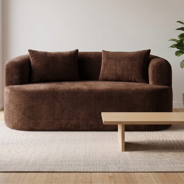 2 Seater Sofa Adele Chenille Brown
