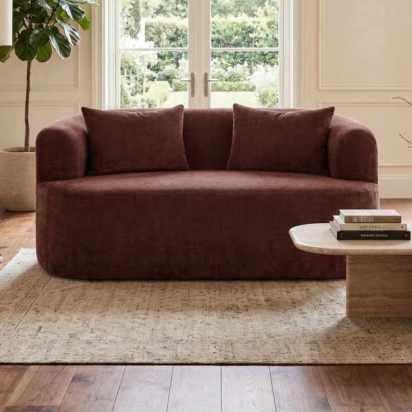 2 Seater Sofa Adele Chenille Burgundy Red