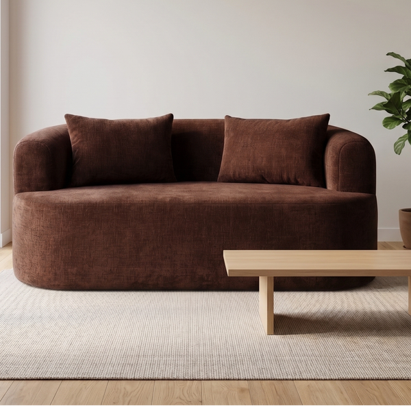2 Seater Sofa Adele Chenille Burgundy Red