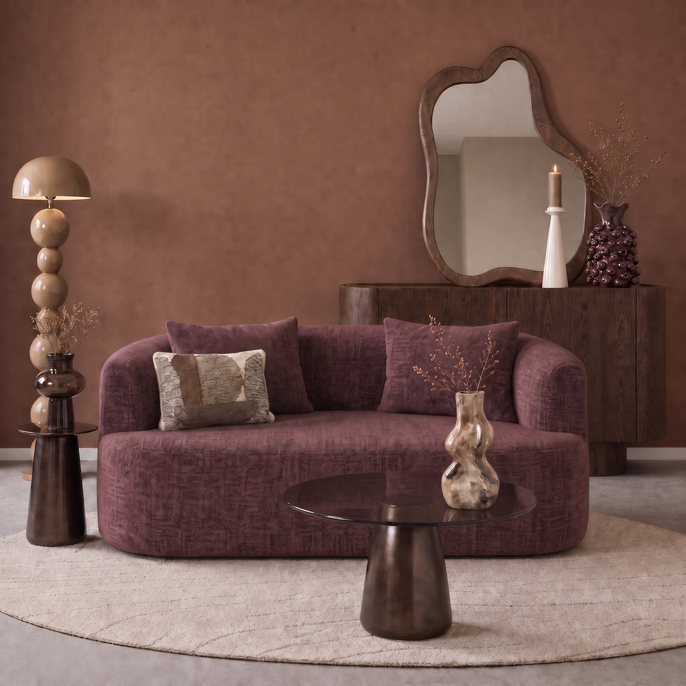 2 Seater Sofa Adele Chenille Burgundy Red