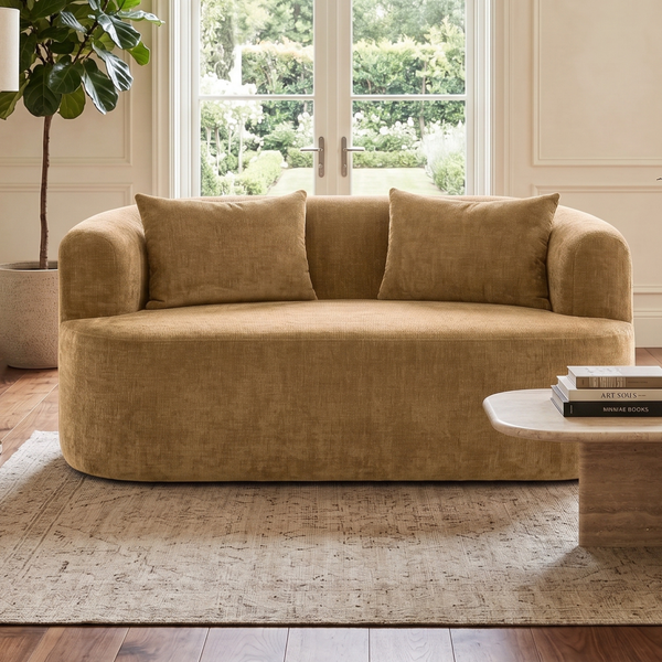 2 Seater Sofa Adele Chenille Ochre Yellow