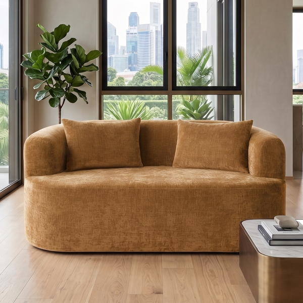 2 Seater Sofa Adele Chenille Ochre Yellow
