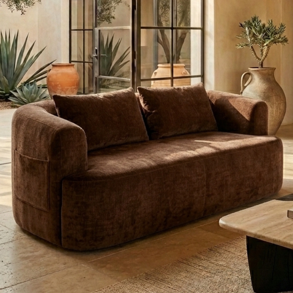 2 Seater Sofa Adele Chenille Brown