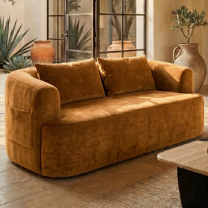 2 Seater Sofa Adele Chenille Ochre Yellow