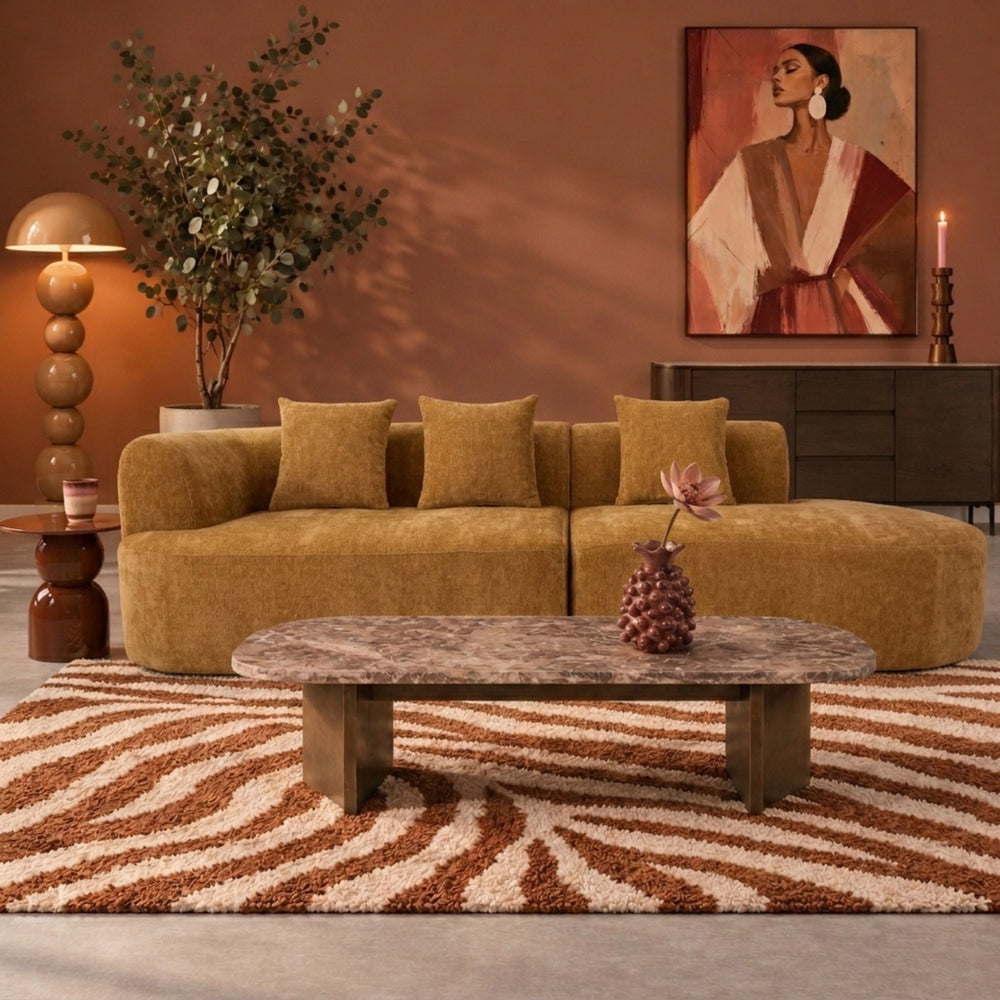 3 Seater Sofa Emma Chenille Ochre Yellow