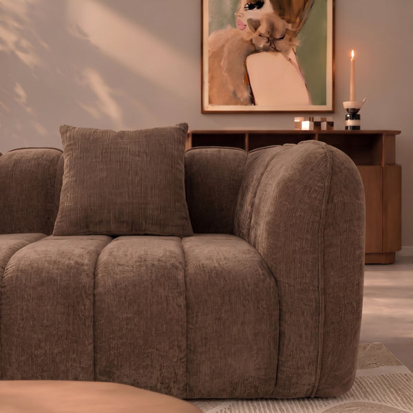 Sofa 3-osobowa Wave, szenil, brązowa