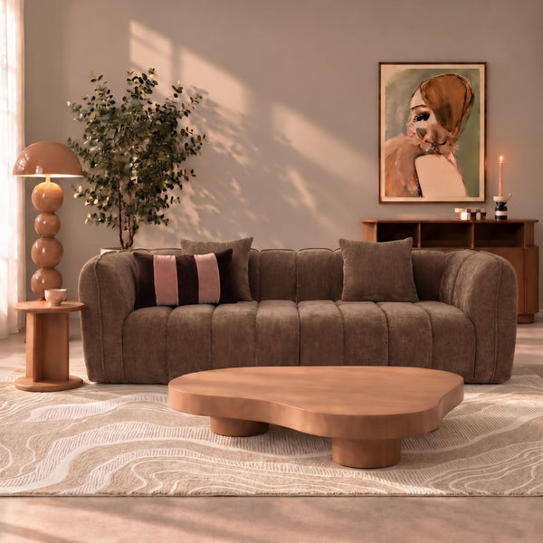 Sofa 3-osobowa Wave, szenil, brązowa