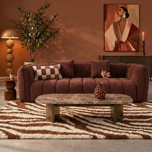 Canapé 3 Places Wave Chenille Rouge Bordeaux
