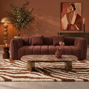 Canapé 3 Places Wave Chenille Rouge Bordeaux