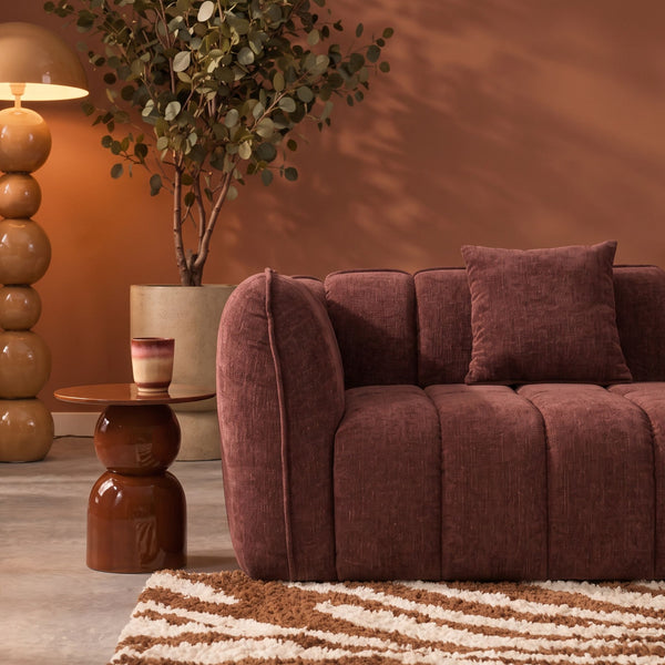 Canapé 3 Places Wave Chenille Rouge Bordeaux
