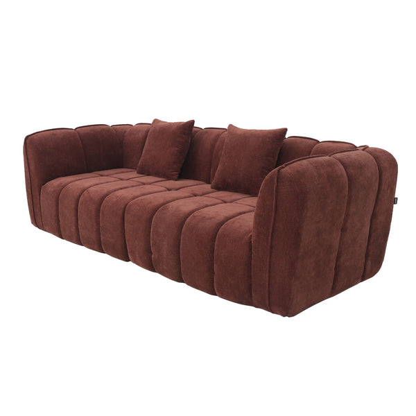 Sofa 3-osobowa Wave, szenil, burgundowa czerwień