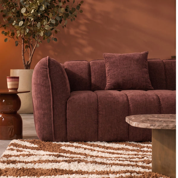 Canapé 3 Places Wave Chenille Rouge Bordeaux