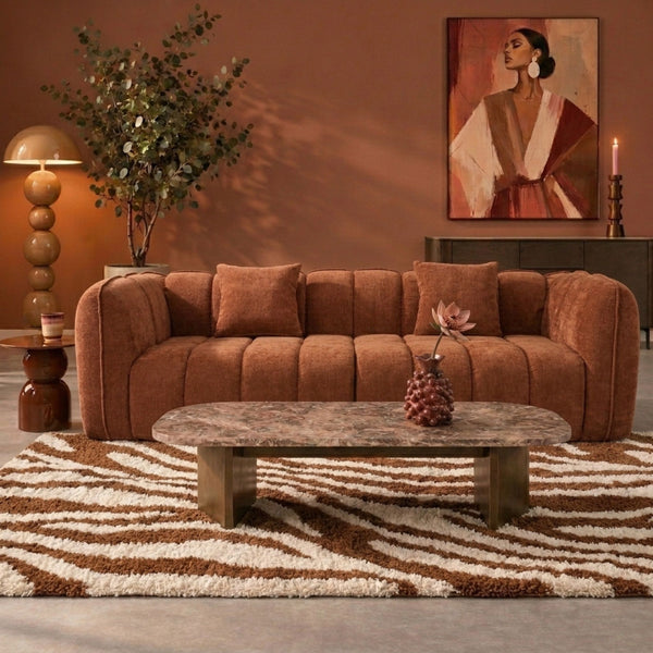Sofa 3-osobowa Wave, szenil, miedziana