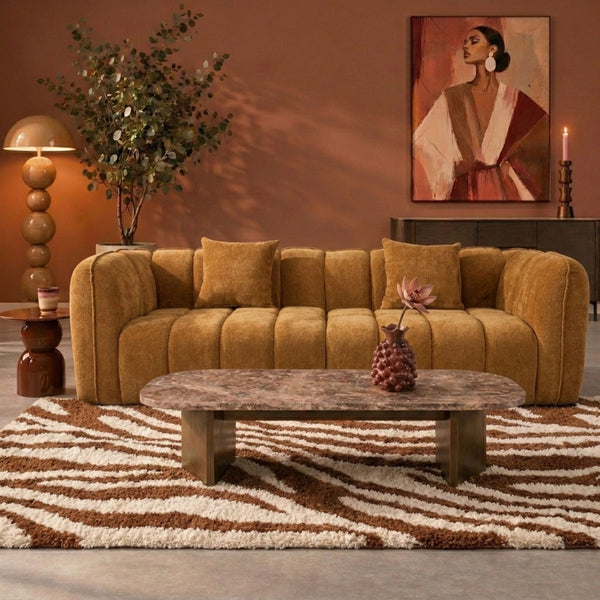 Sofa 3-osobowa Wave, szenil, ochrowożółta
