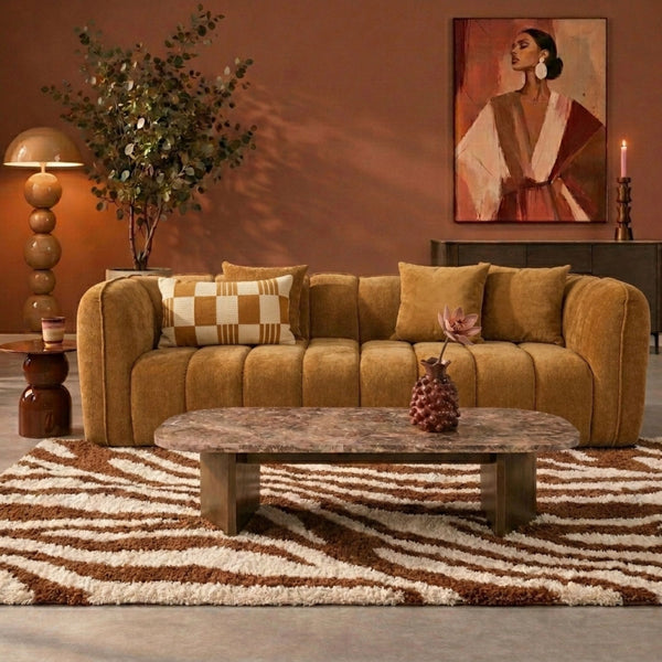 Sofa 3-osobowa Wave, szenil, ochrowożółta