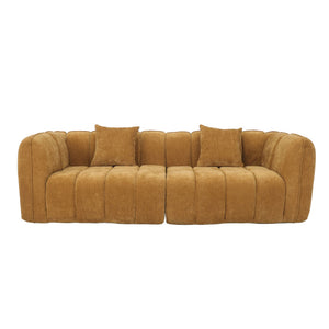 3-Zitsbank Wave Chenille Okergeel