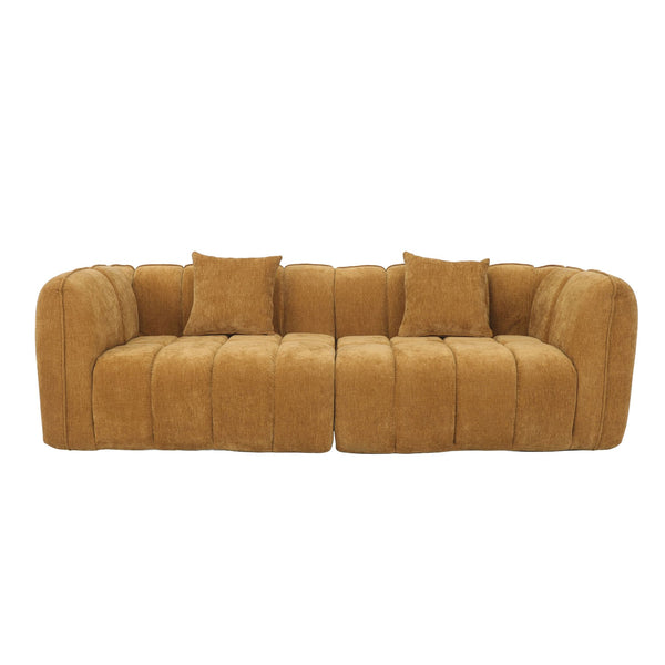 3-Zitsbank Wave Chenille Okergeel