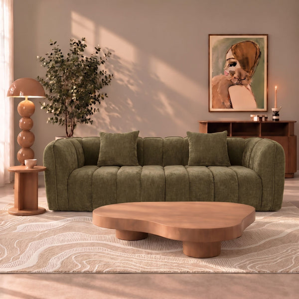 Sofa 3-osobowa Wave, szenil, szałwiowozielona