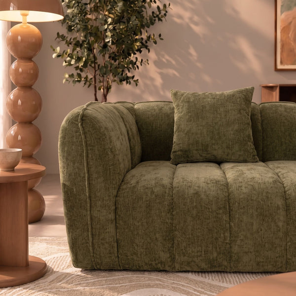 Sofa 3-osobowa Wave, szenil, szałwiowozielona
