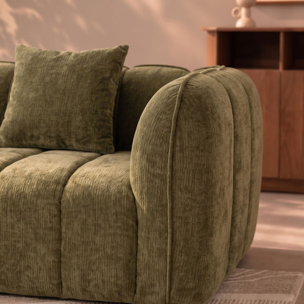 Sofa 3-osobowa Wave, szenil, szałwiowozielona