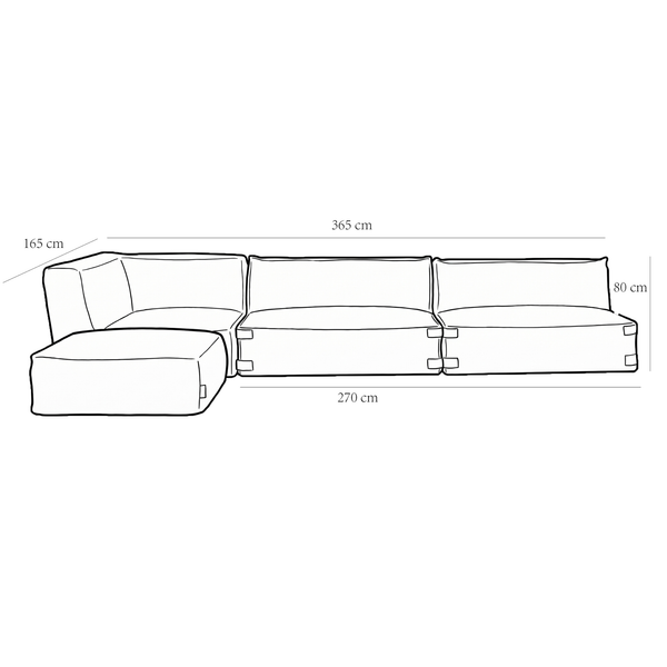 Outdoor Lounge Set 4 Seater Kiki with Hocker Soft Red