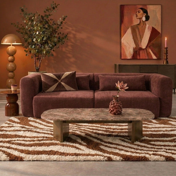 Sofa 4-Osobowa Maya szenil, burgundowa czerwień