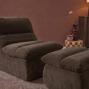 Fauteuil Marley met Hocker Chenille Bruin