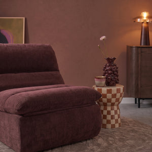 Fauteuil Marley met Hocker Chenille Bordeauxrood