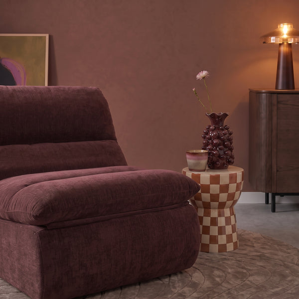 Fauteuil Marley met Hocker Chenille Bordeauxrood