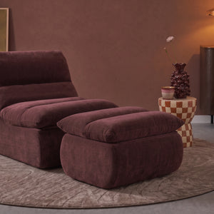 Fauteuil Marley met Hocker Chenille Bordeauxrood