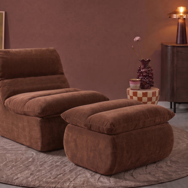 Fauteuil Marley met Hocker Chenille Koper