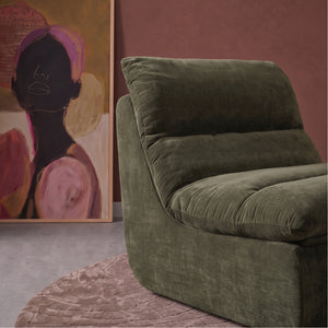Fauteuil Marley met Hocker Chenille Saliegroen