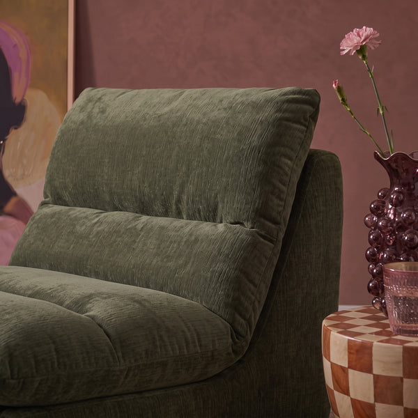Fauteuil Marley met Hocker Chenille Saliegroen