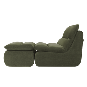 Armchair Marley With Hocker Chenille Sage Green