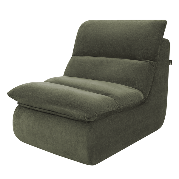Armchair Marley With Hocker Chenille Sage Green