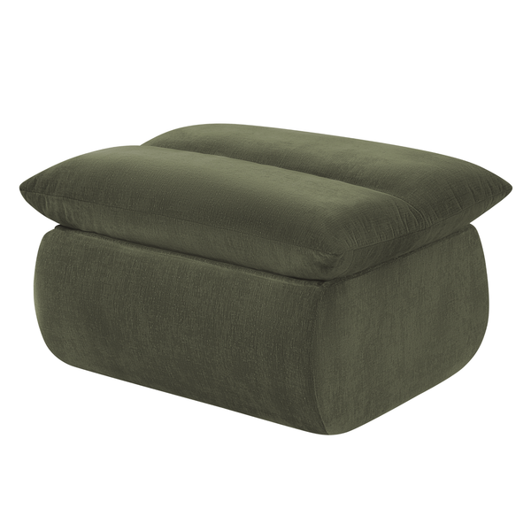 Armchair Marley With Hocker Chenille Sage Green