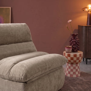 Fauteuil Marley met Hocker Chenille Taupe