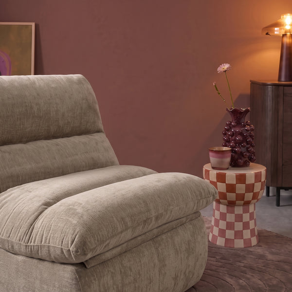 Fauteuil Marley met Hocker Chenille Taupe