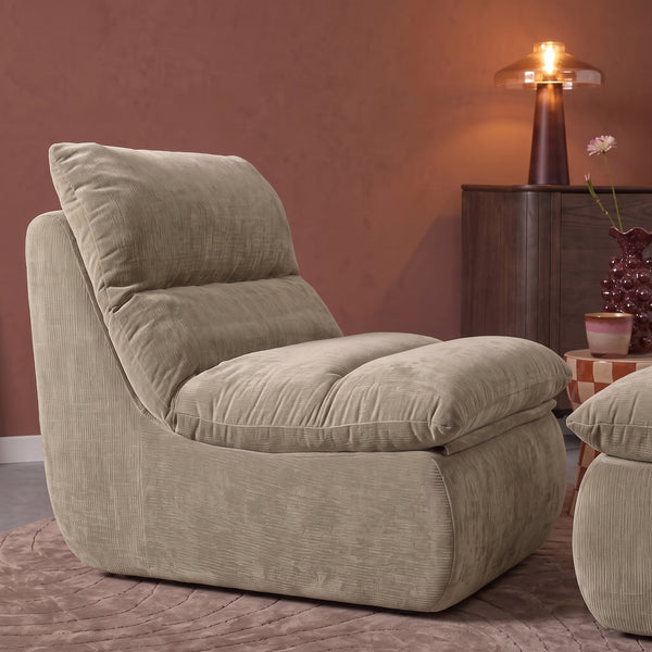 Fauteuil Marley met Hocker Chenille Taupe