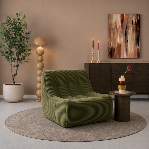 Fauteuil Rave Ribstof Groen
