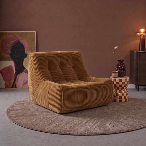 Fauteuil Rave Ribstof Okergeel