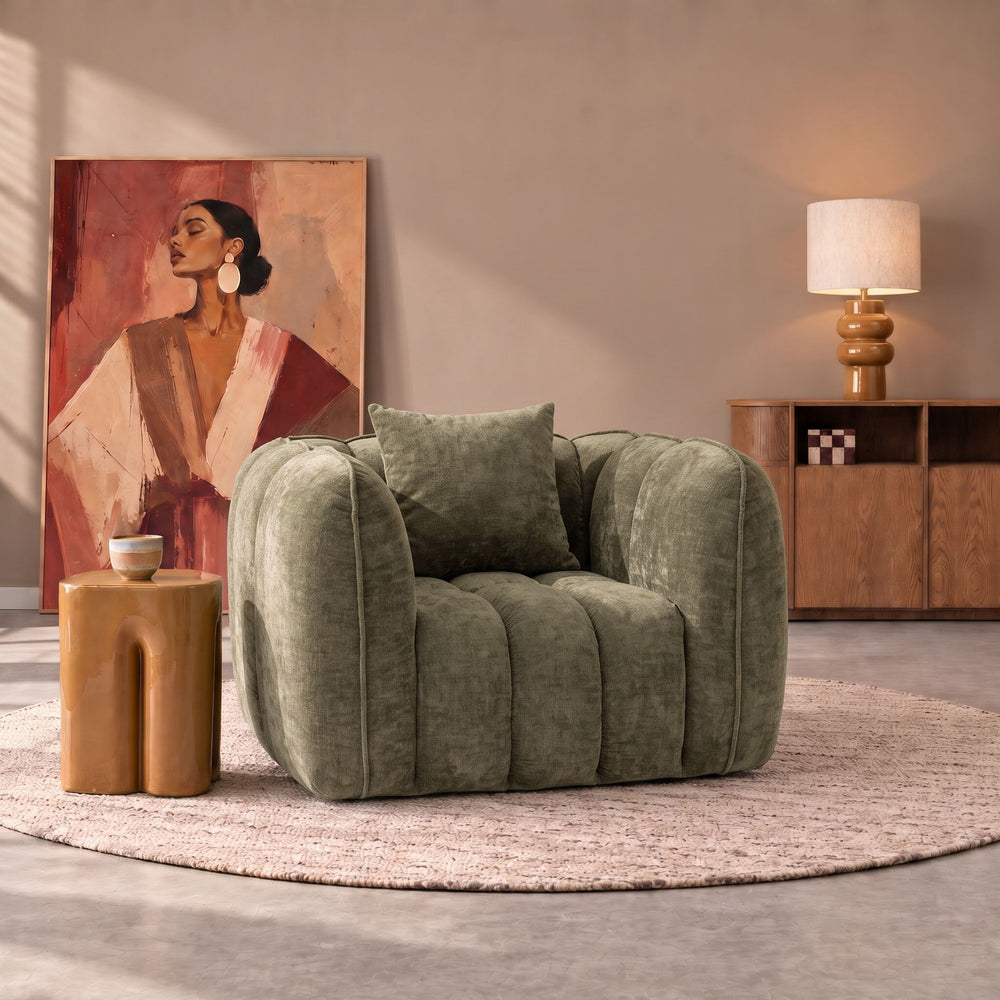 Fauteuil Wave Chenille Vert Sauge