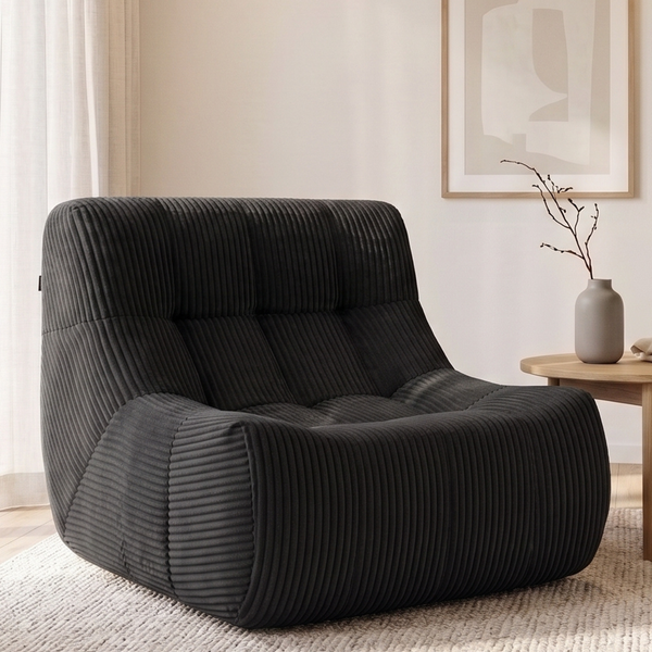 Fauteuil Rave en velours côtelé noir