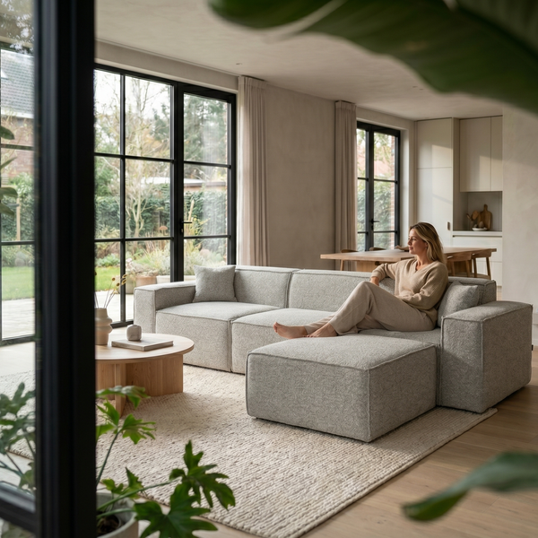 Beat Ecksofa Bouclé Taupe